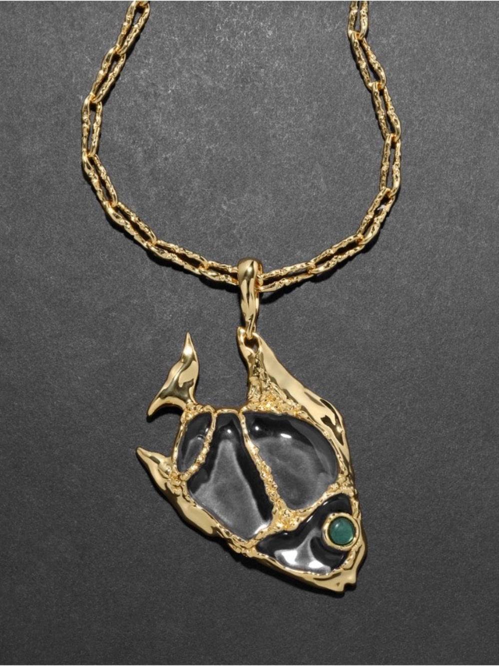 Alexis Bittar Liquid Lucite Angelfish
Fish Pendant Necklace 14k Gold Plate JN21